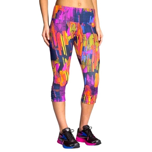 Brooks “Greenlight” Multi-colored Crop Tight - Picture 1 of 7